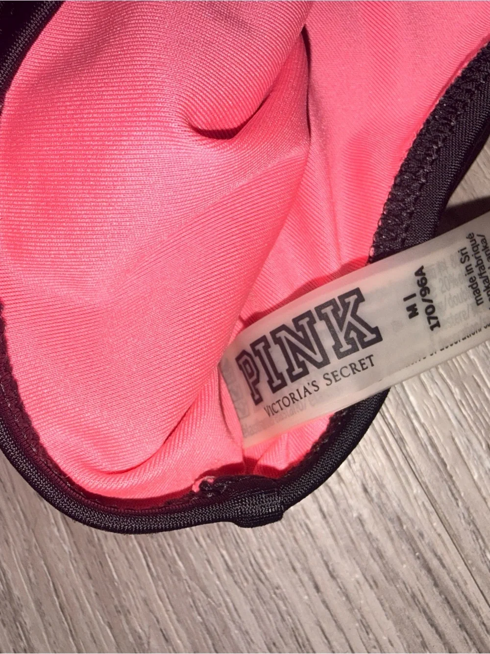 PINK Victoria's Secret black and pink bikini top size medium - Picture 5 of 5